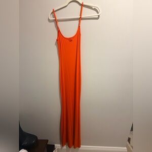 Skims Ribbed Cotton Lounge Cami Dress in Poppy